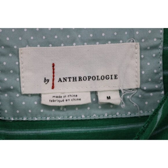 Anthropologie Green Striped Top-Ruffle Back-Size Medium - Picture 2 of 10